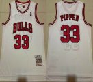 Chicago Bulls 33 Scottie Pippen white throwback basketball jersey -XD