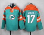 Custom Miami Dolphins #17 Tannehill light green orange nfl Hooded Sweatshirt