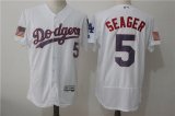 Los Angeles Dodgers #5 Corey Seager white Flexbase Authentic Collection Jersey Star font