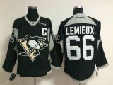 Reebok Pittsburgh Penguins #66 M.Lemieux black ice hockey Jersey C patch