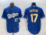 Los Angeles Dodgers #17 Shohei Ohtani Nike blue gold majestic baseball Jersey-BD 02