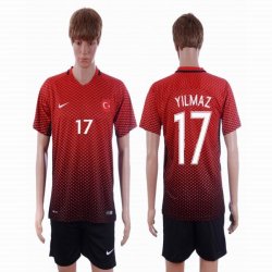 2016 Turkey team YILMAZ #17 red soccer jersey home