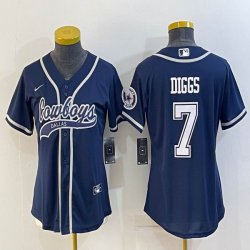 Women Nike Dallas Cowboys #7 Trevon Diggs blue baseball jerseys Joint name-BD