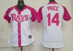 MLB Tampa Bay Rays 14 Price Womens Pink Splash Fashion Jersey