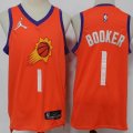 Jordan logo Phoenix Suns #1 Devin Booker orange NBA basketball Jerseys 75Th-S8