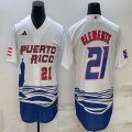 Puerto Rico Baseball #21 Roberto Clemente White 2023 World Baseball Classic Replica Player Jersey 02