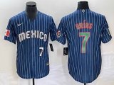 2023 World Cup Mexico #7 Julio Urias blue majestic baseball jerseys 75