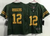 Women Green Bay Packers #12 Aaron Rodgers Nike Green yellow Color Rush Limited Jersey