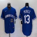 Kansas City Royals #13 Salvador Perez blue nike mlb baseball jersey 01