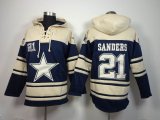 Nike Dallas Cowboys #21 Sanders blue beige nfl Hooded Sweatshirt