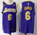 Nike Los Angeles Lakers #6 James purple basketball jerseys-S8