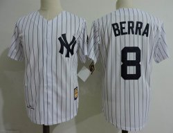 New York Yankees #8 Yogi Berra white throwback baseball jersey