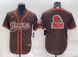 Nike Cleveland Browns blank brown baseball jerseys Joint name-BD 01