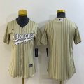 Women Los Angeles Dodgers beige throwback majestic baseball jersey