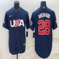 2023 World Cup #28 Arenado blue USA majestic baseball jerseys 05