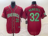 2023 World Cup Mexico #32 Joey Meneses red majestic baseball jerseys 01