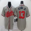 Nike Atlanta Braves #13 Ronald Acuna Jr. gray majestic baseball jersey