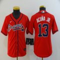 Youth Nike Atlanta Braves #13 Ronald Acuna Jr. red majestic baseball jersey