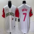 2023 World Cup Mexico #7 Julio Urias white red majestic baseball jerseys 60