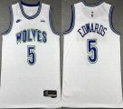 Nike Minnesota Timberwolves #5 Anthony Edwards white basketball jersey-XD