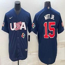 2023 World Cup #15 Bobby Witt Jr. blue USA majestic baseball jerseys 07