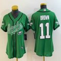 Youth Philadelphia Eagles 11# A.J. Brown green baseball jerseys Joint name-BD 01