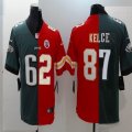 Custom Eagles #62 Jason Kelce Chiefs Travis Kelce #87 green red splits Color Rush Limited Jersey