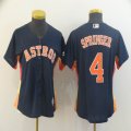 Women Houston Astros #4 George Springer blue orange majestic baseball jersey