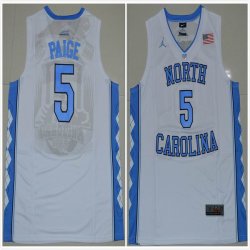 North Carolina Tar Heels #5 Marcus Paige white College Basketball Jersey