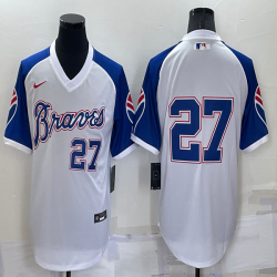 Atlanta Braves #27 white throwback Mlb baseball Jersey-BD