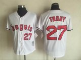 Anaheim Angels #27 Mike Trout White throwback MLB Jerseys