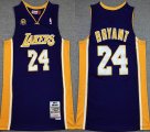 Los Angeless Lakers #24 Kobe Bryant purple yellow Throwback basketball Jerseys with 60th-XD