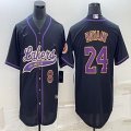 Nike Los Angeless Lakers #8 and #24 Kobe Bryant black baseball jerseys Joint name-BD 03