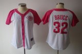 women MLB Cincinnati Reds 32# BRUCE white jerseys