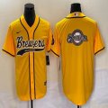 Nike Milwaukee Brewers blank yellow majestic baseball jersey Joint name big logo-BD