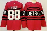 Detroit Red Wings #88 Patrick Kane red black hockey jersey -PD