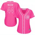 2017 Women Chicago Cubs #44 Anthony Rizzo pink majestic mlb jersey