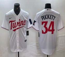 Nike Minnesota Twins #34 Kirby Puckett white majestic baseball jersey-BD