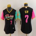 Women Nike San Diego Padres #7 Ha Seong Kim black green pink MLB Baseball jerseys -BD