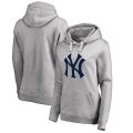 New York Yankees Women's Plus Sizes Primary Team Logo Pullover Hoodie - Ash