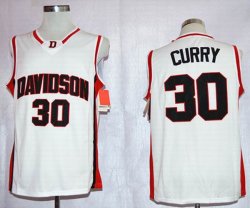 Davidson Wildcat Stephen Curry 30 College Basketball Jerseys-white