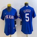 Women Nike Texas Rangers #5 Seager blue majestic baseball jerseys