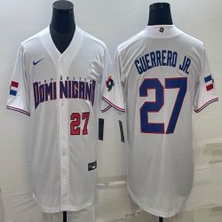 2023 World Cup Dominican Republic\'s #27 Vlad Guerrero Jr. white majestic baseball jerseys 05