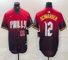 Nike Philadelphia Phillies #12 Schwarber red majestaic baseball jersey city version 01