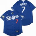 Nike Los Angeles Dodgers #7 Julio Urias Blue Flexbase Authentic Collection Jersey 2020 MLB World Series