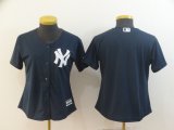 Women New York Yankees Blank Dark Blue majestic MLB Jerseys