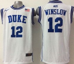 Duke Blue Devils #12 Justise Winslow white Stitched Basketball NCAA Jersey(1)