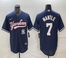 Nike New York Yankees #7 Mickey Mantle blue MLB baseball Jersey Joint name 02