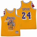 Los Angeles Lakers #24 Kobe Bryant Yellow throwback nba basketball jerseys with Offset font-SG