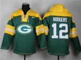 Green Bay Packers Aaron Rodgers #12 Green yellow nfl Hooded Sweatshirt(1)